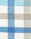 Weiß Blau Ecru Leinen Kariert