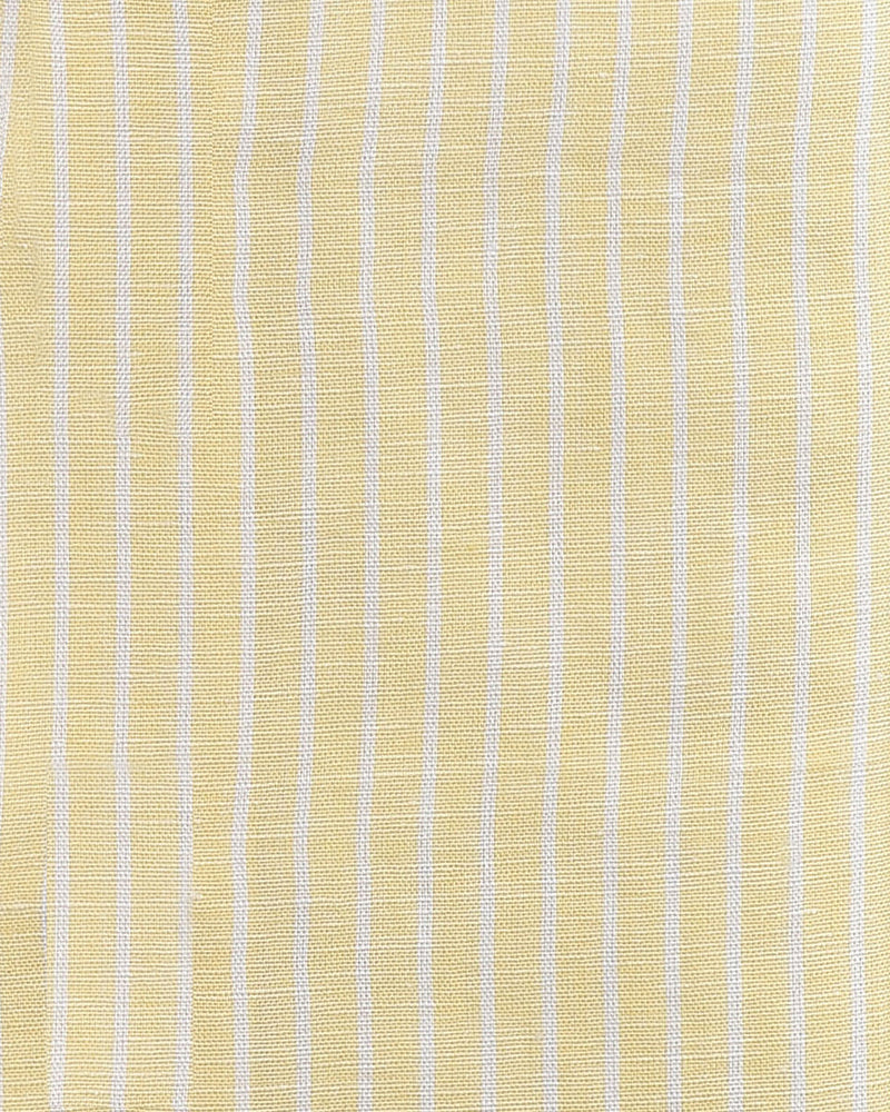 Coton et lin : rayures blanches fines sur fond jaune pastel
