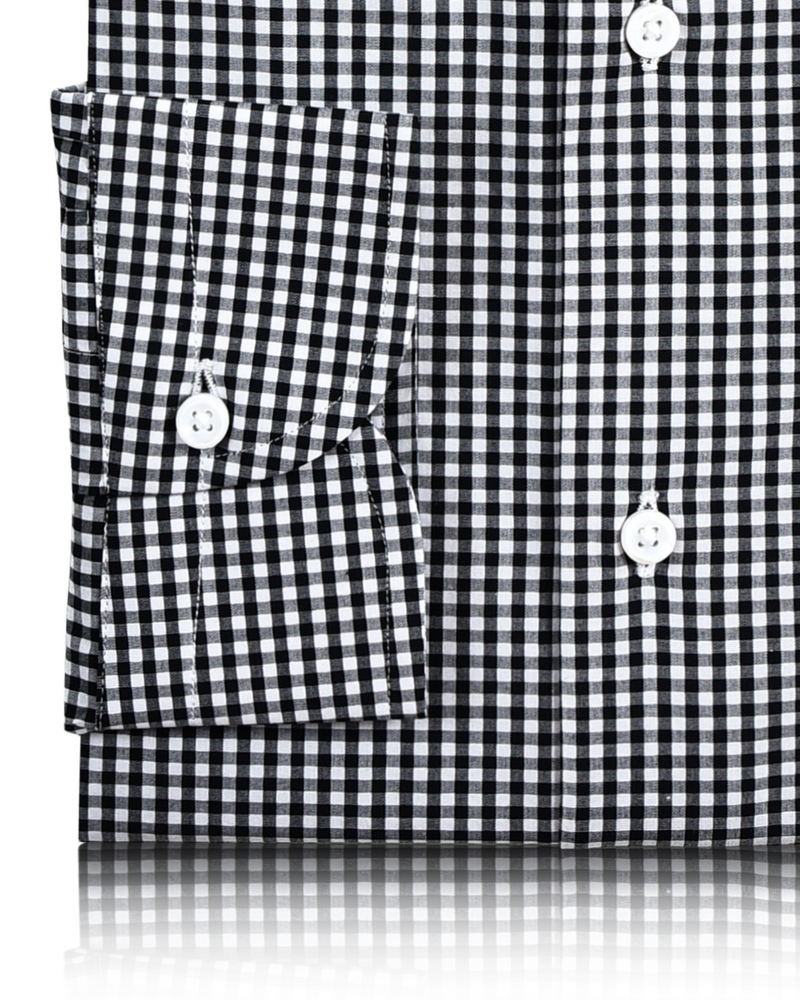 Schwarz-weißes Micro-Gingham-Hemd
