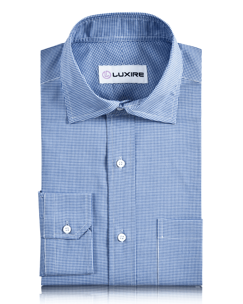 EZS Blue Micro Gingham Checks Shirt