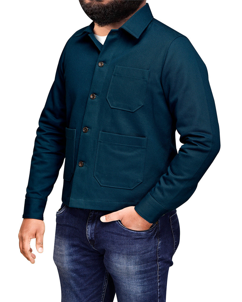Dark Teal Denim Shirt Jacket