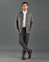 Loro Piana Brown and Grey Overchecks Shirt Jacket