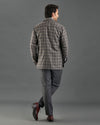 Loro Piana Brown and Grey Overchecks Shirt Jacket