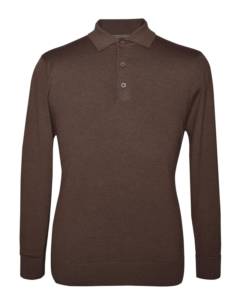 EZS Merino-Wollpolo, braun, langärmlig