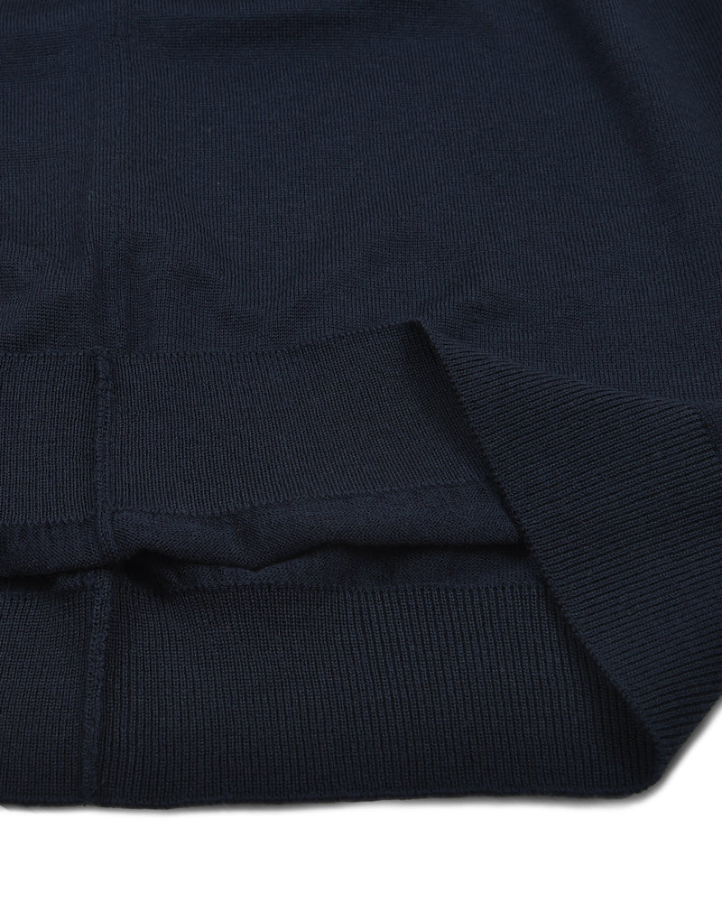Marineblaues Langarm-Poloshirt aus Merinowolle von EZS