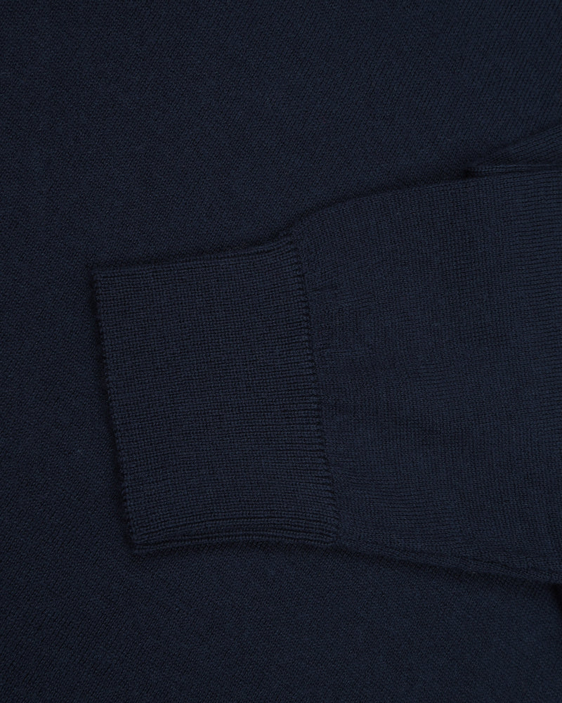 Marineblaues Langarm-Poloshirt aus Merinowolle von EZS
