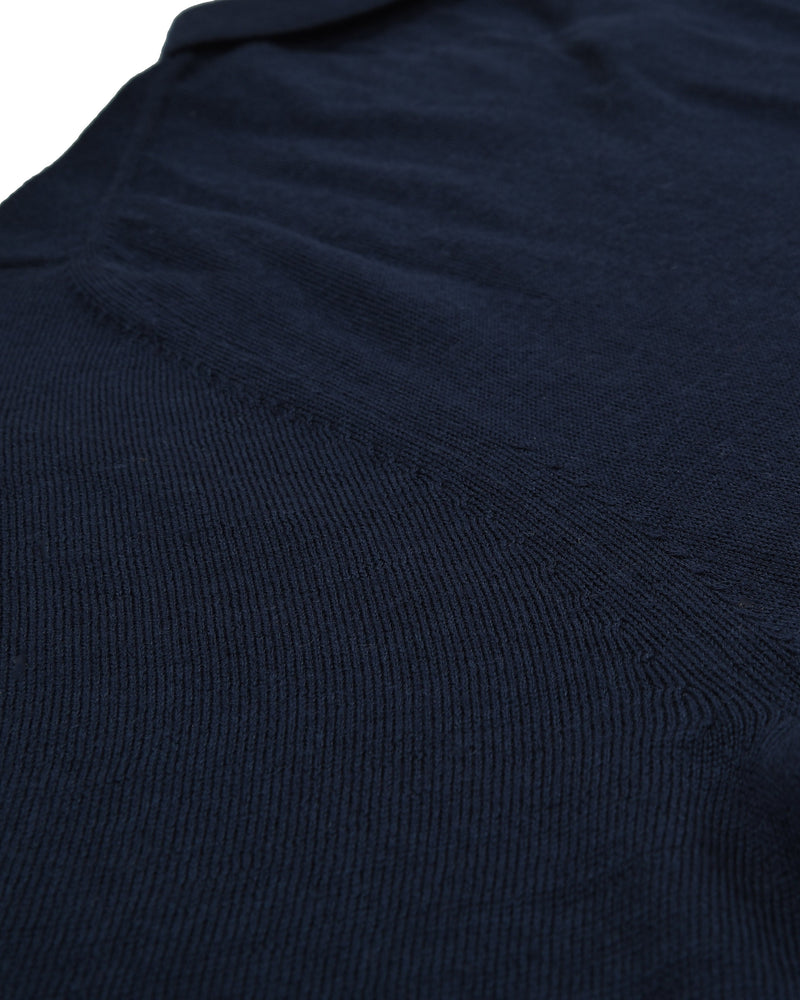 Marineblaues Langarm-Poloshirt aus Merinowolle von EZS