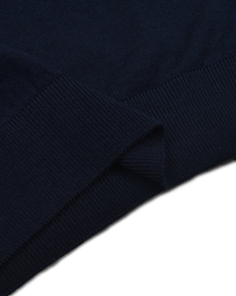 Marineblaues Langarm-Poloshirt aus Merinowolle von EZS