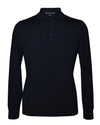 Marineblaues Langarm-Poloshirt aus Merinowolle von EZS