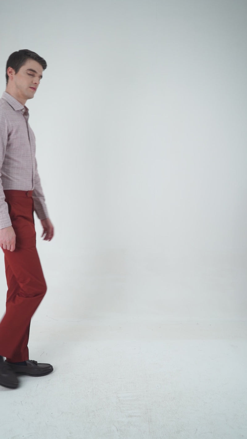 Rostfarbene Anzughose aus Twill