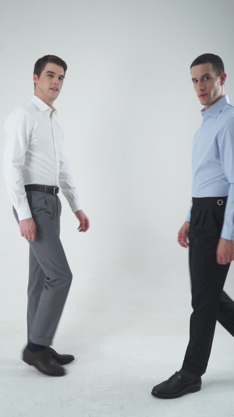 Pleated Black Washable Wool Pant