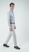 Cotton: Oyster Grey Twill Dress Pant