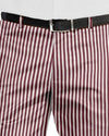 Short en seersucker à rayures bengales rose rouge et blanches