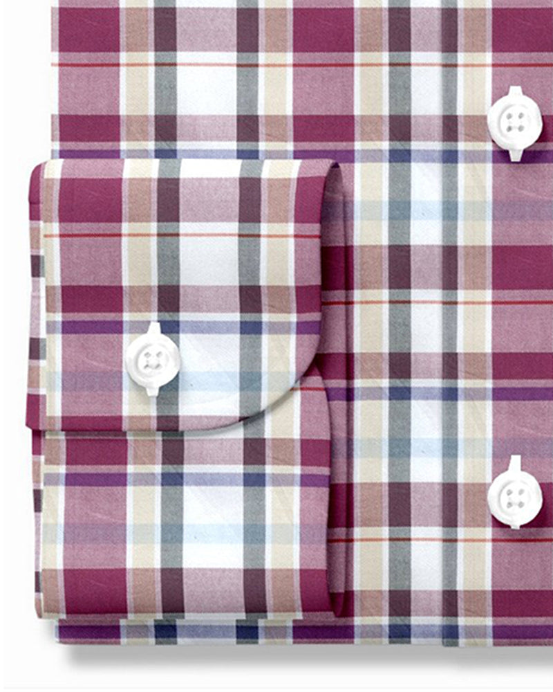 Leicht zu bügelnde Oxford-Karos in Maroon White Ecru