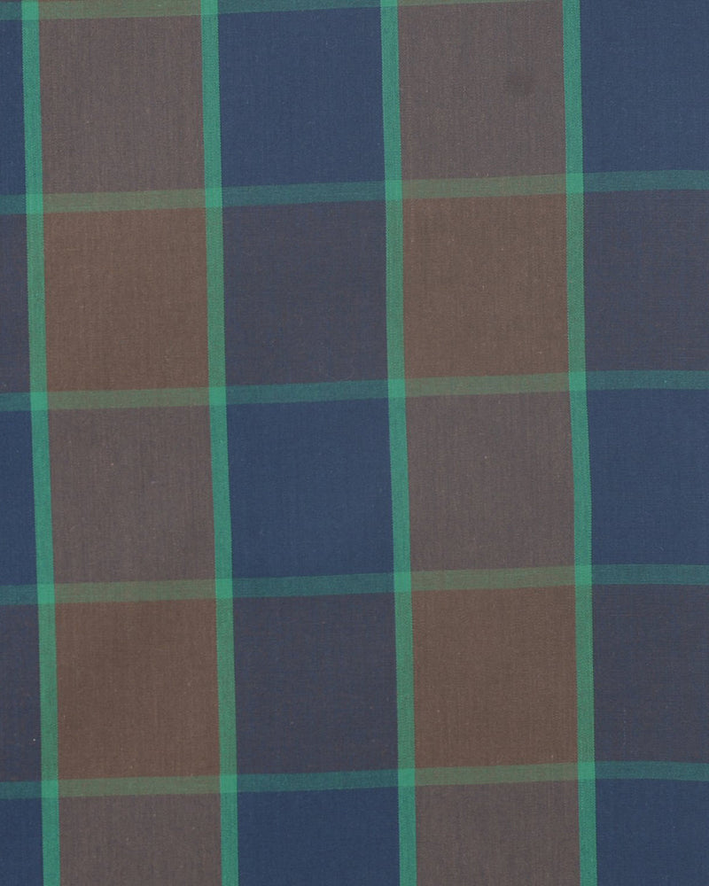 Grands carreaux bleu marine, marron et vert
