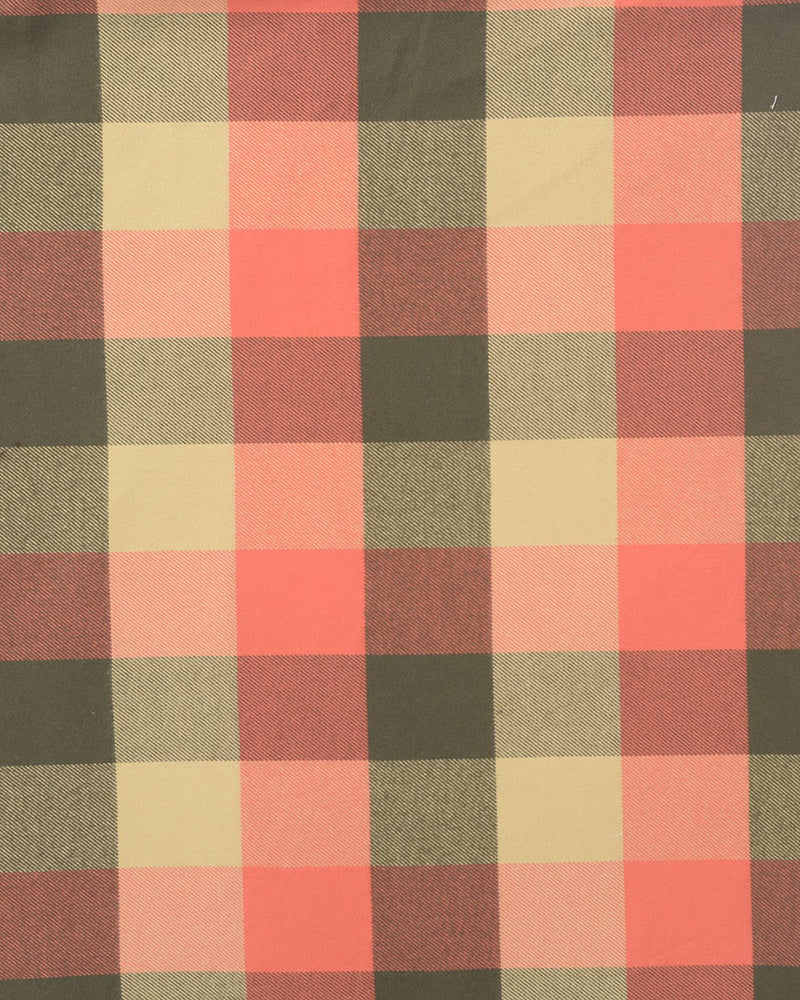 Orange Olive Tan Windowpane Twill Flannel Work Shirt