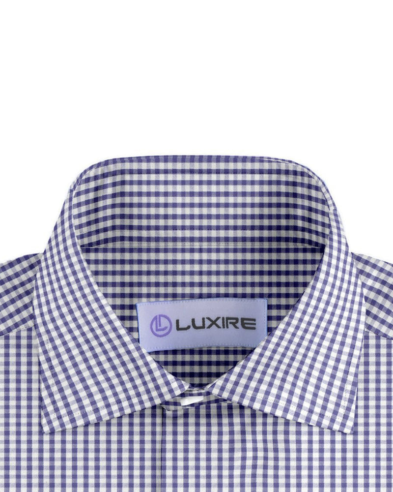 Blau/lila kleiner Gingham-Seersucker
