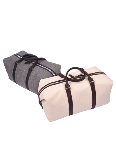 Reisetasche mit Lederbesatz