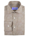 Pullover-Hemd aus braunem Leinen-Chambray