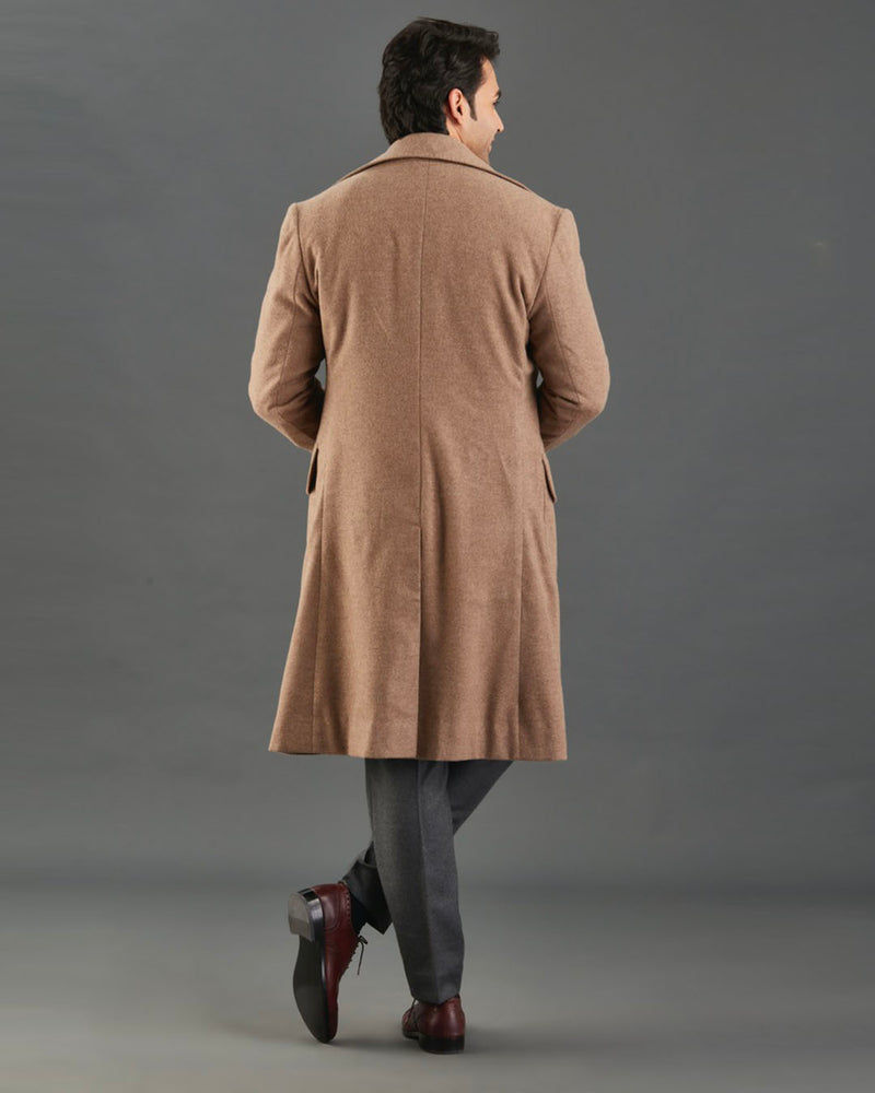 Manteau en flanelle fauve Drago 5 % cachemire, 95 % laine