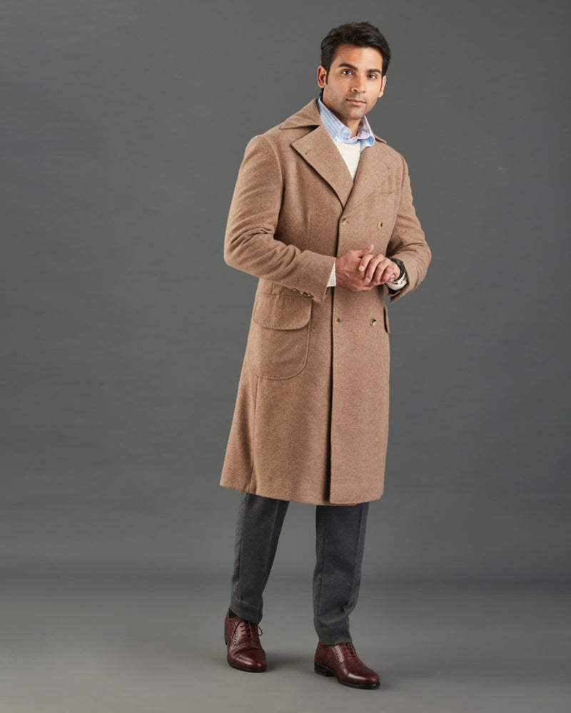Manteau en flanelle fauve Drago 5 % cachemire, 95 % laine
