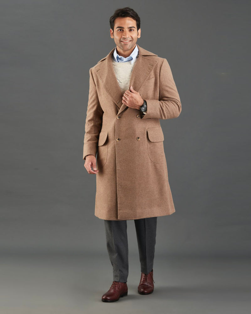 Manteau en flanelle fauve Drago 5 % cachemire, 95 % laine