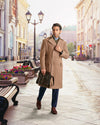 Manteau en flanelle fauve Drago 5 % cachemire, 95 % laine