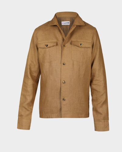 Golden Brown Linen Shirt Jacket