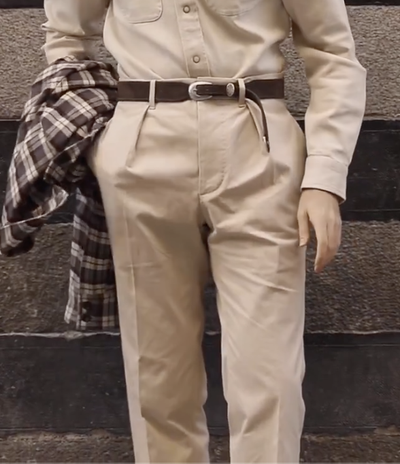 Pleated Khaki Twill Pant